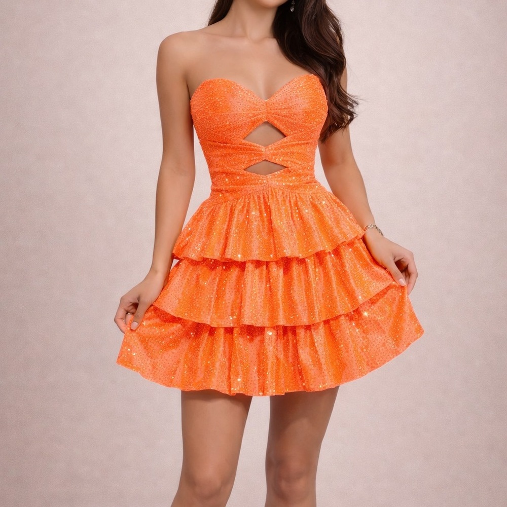 Vibrant Strapless Orange Dress